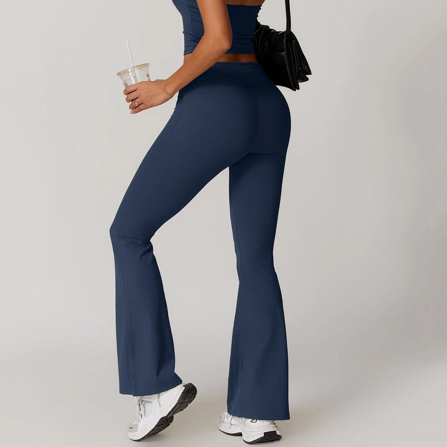Straplez Crop Katlanan Belli Flare Takım