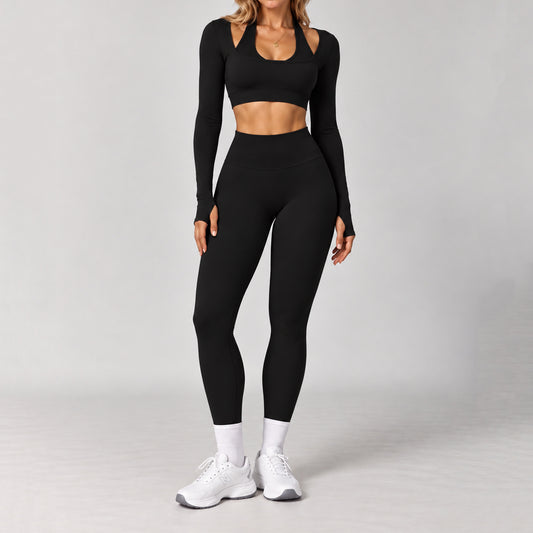 Üçlü Uzun Kollu Crop Bra Tayt Takım