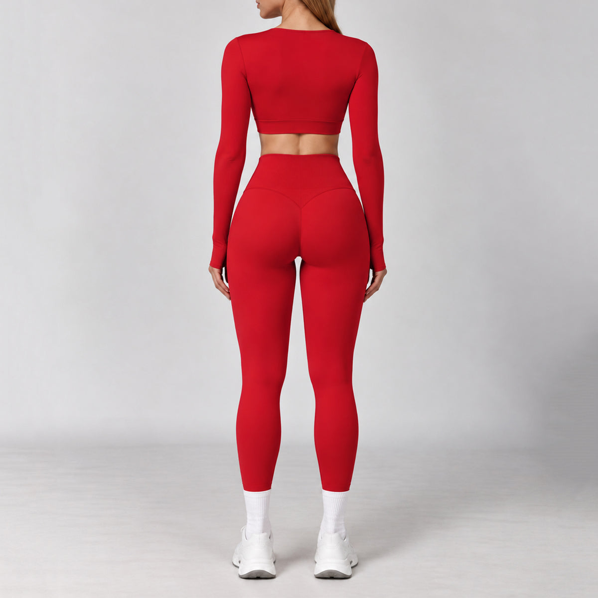Üçlü Uzun Kollu Crop Bra Tayt Takım